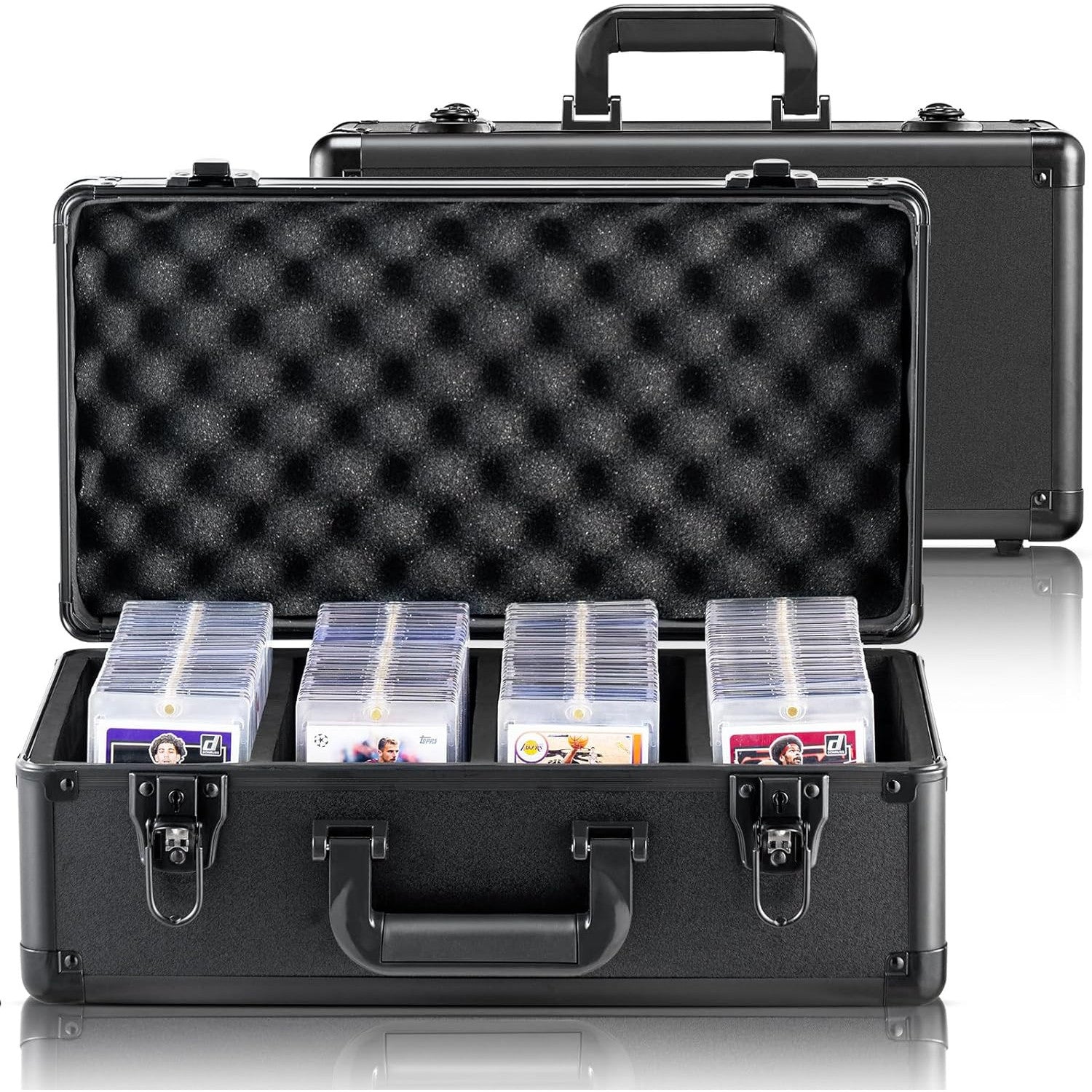 VEVOR Graded Card Storage Box, 4 Slots, Sports Card Holder with Key Lock